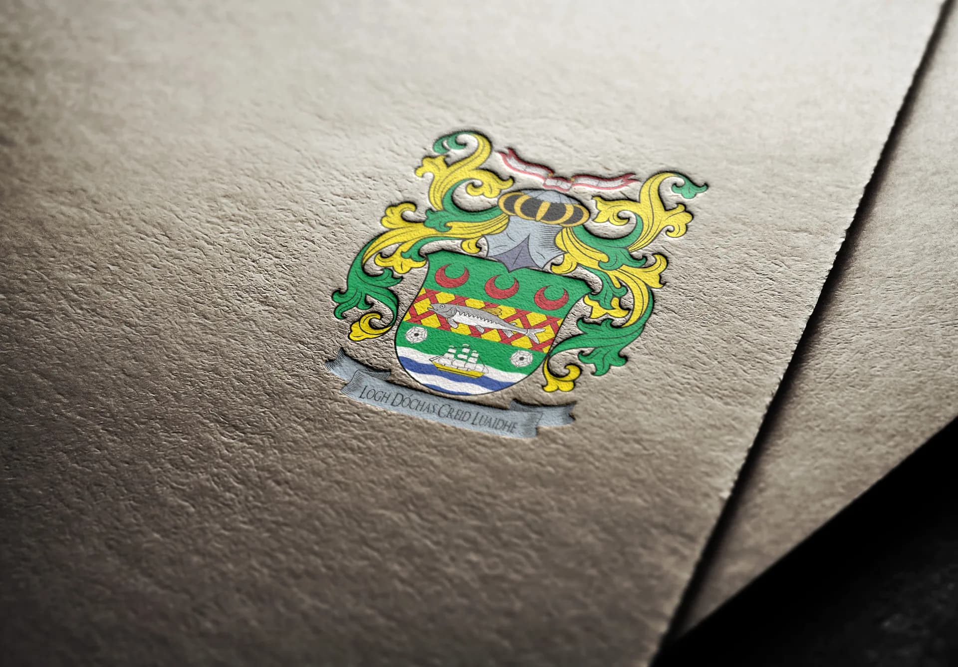 Coat of arms based on two other crests designed for a Irish family
