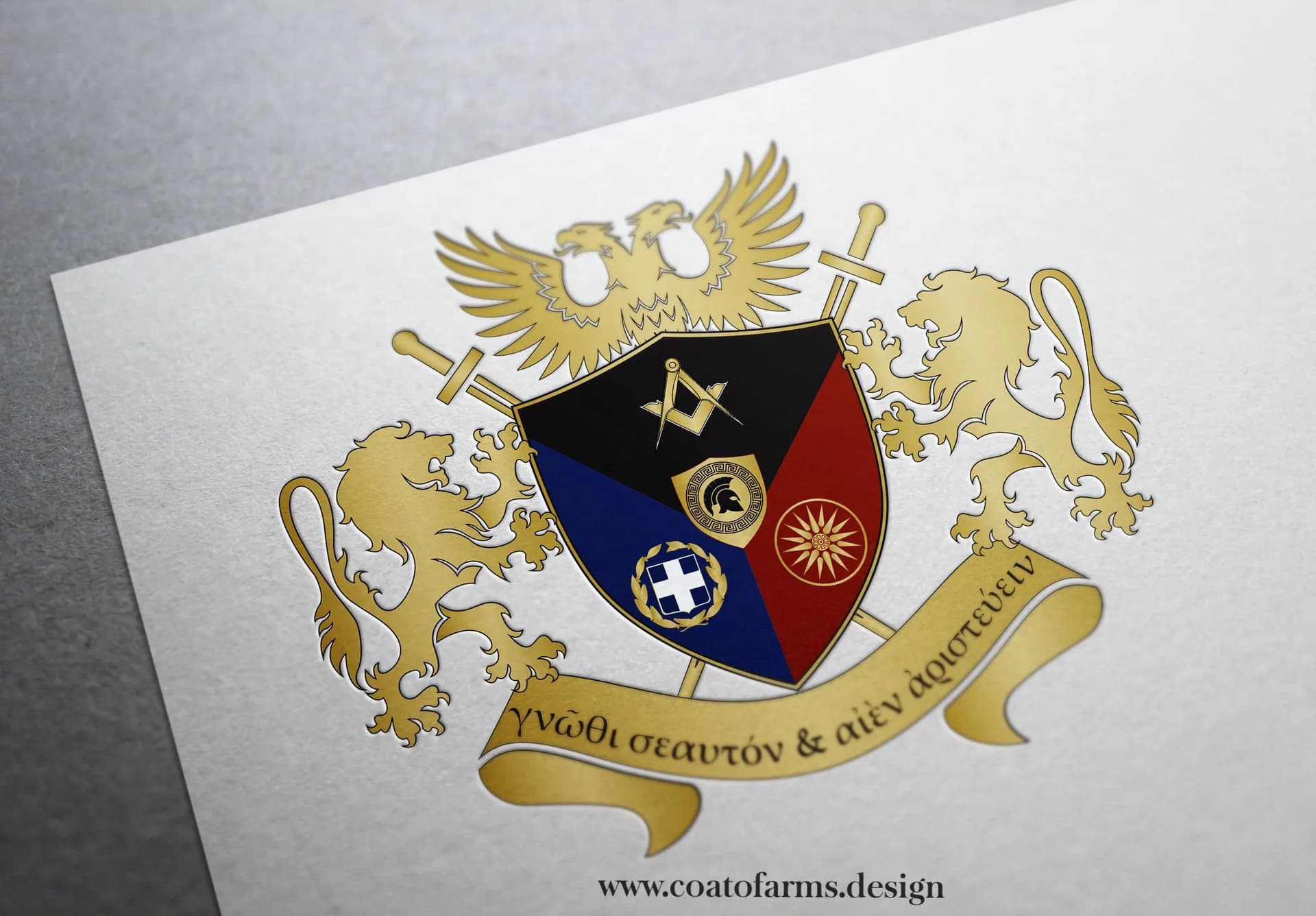 A very simple and modern coat of arms (family emblem) I designed for a family from Greece