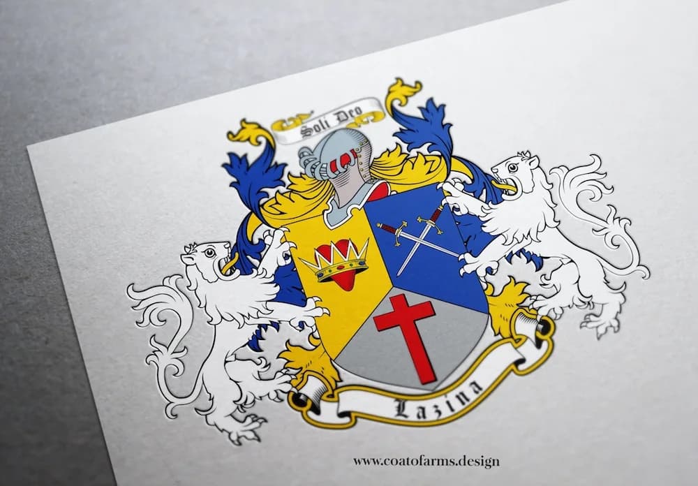 Coat of arms (family crest) I designed for a Lazina family form the USA light