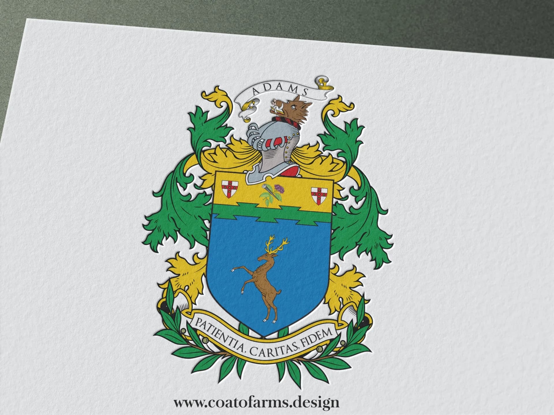 Coat of arms (family crest) I designed for the Adams family from the USA