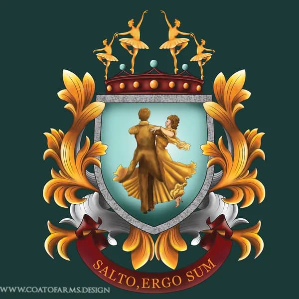 A Custom Coat of Arms I Designed for a Classical Dance School in the USA 600 x 600 px size