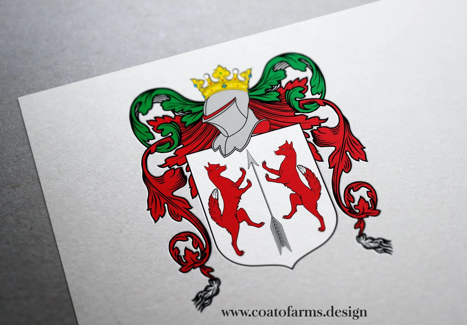 Coat of arms I designed for a couple from Canada merging their two family crests into the one