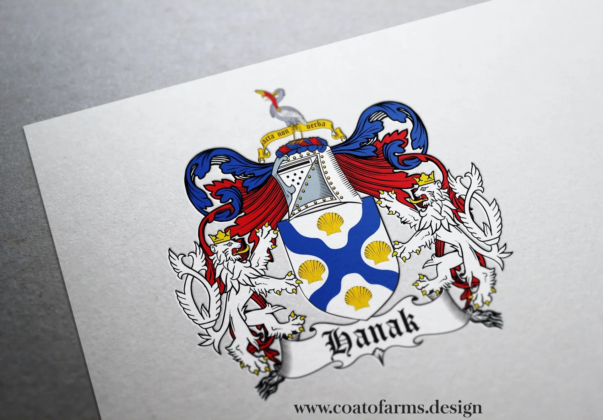 Coat of arms (family crest) I designed for a Hank family from the USA