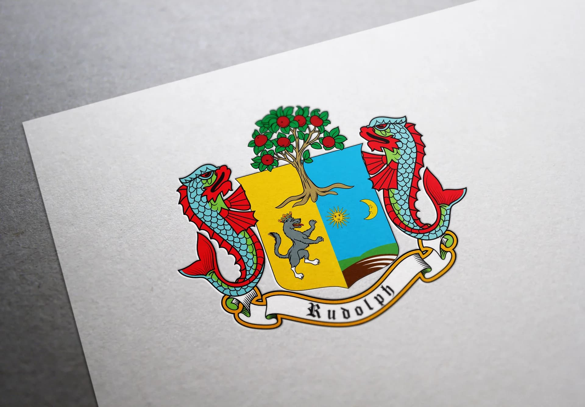Coat of arms designed for a fisher family, Norway.