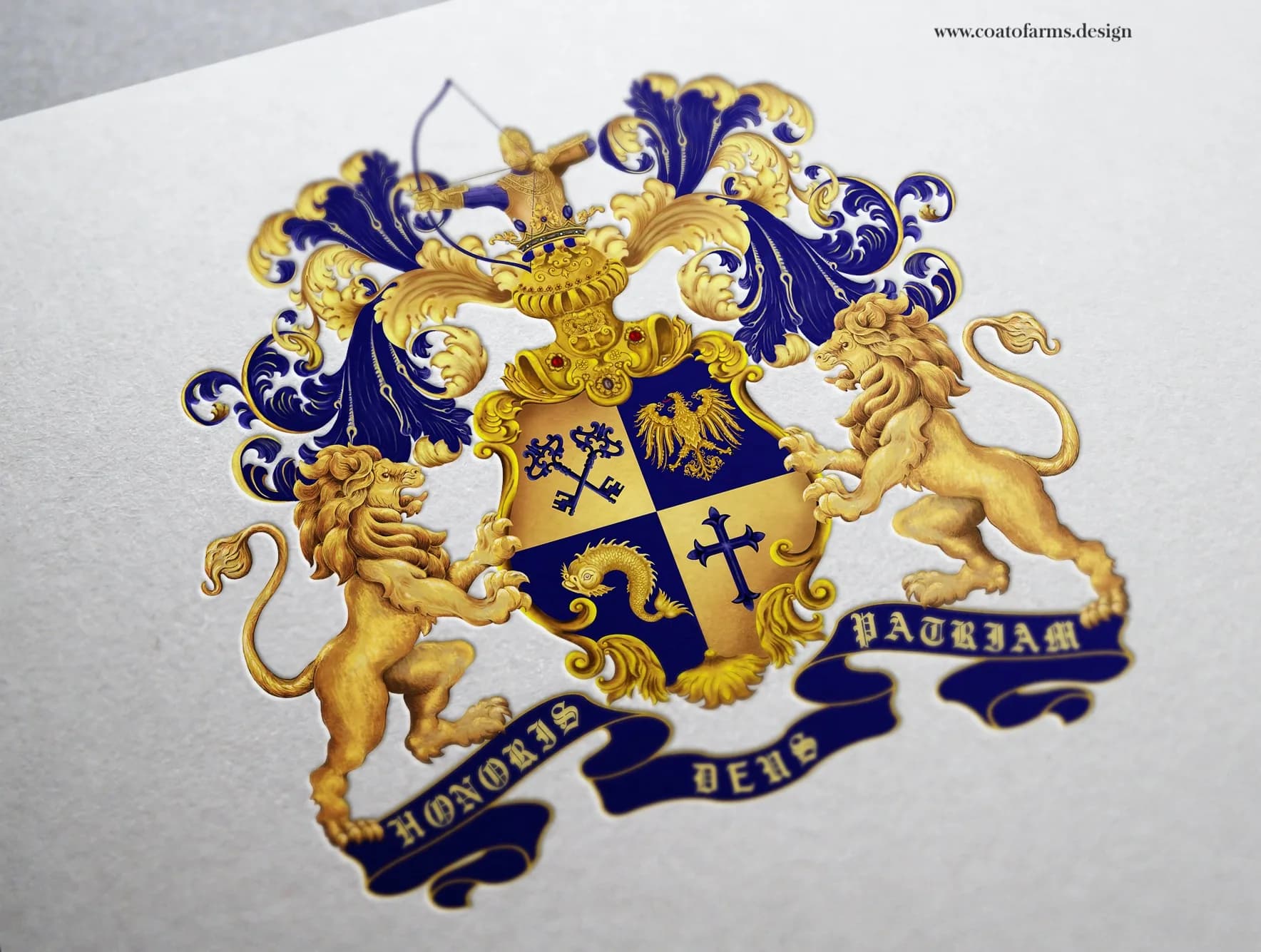 Coat of arms (family emblem) I designed for a German traders family from Berlin with an archer in the crest